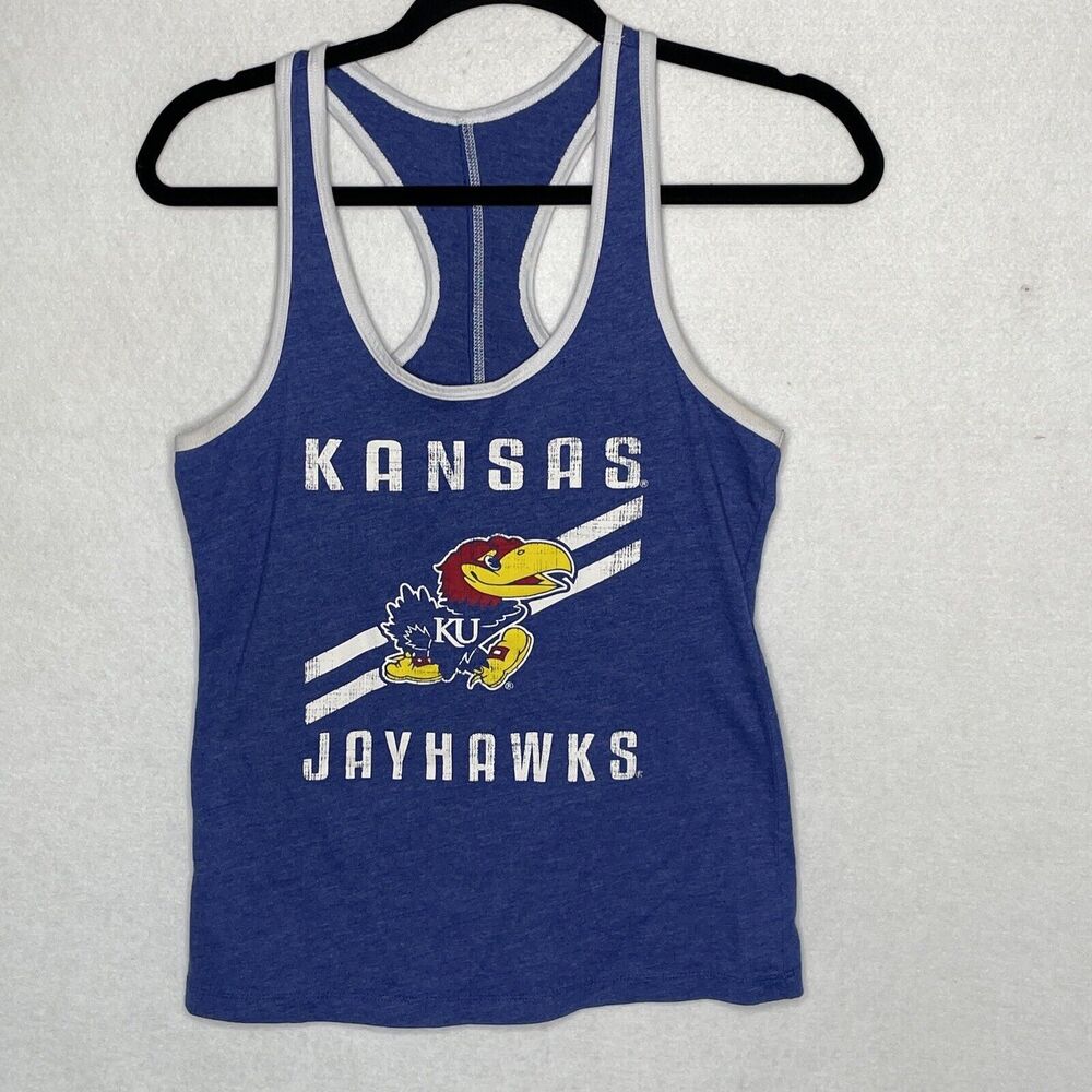 Colosseum Basic Racer Back Blue Kansas Jayhawks Tank Top Womens Size Small